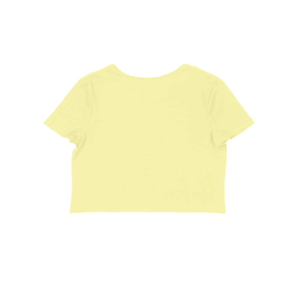 Let Em Talk women's 180 GSM cotton crop top in Butter Yellow, back view | DHEET Wears