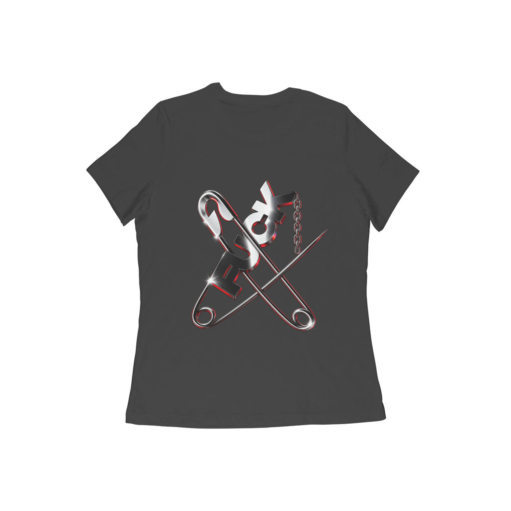 Pins women's 180 GSM cotton graphic T-shirt in Black, back view | DHEET Wears