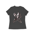 Pins women's 180 GSM cotton graphic T-shirt in Black, back view | DHEET Wears
