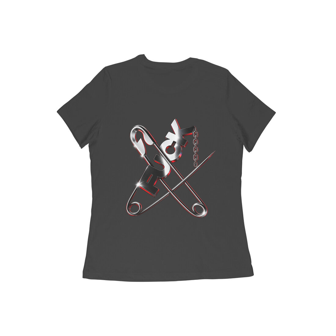 Pins women's 180 GSM cotton graphic T-shirt in Black, back view | DHEET Wears