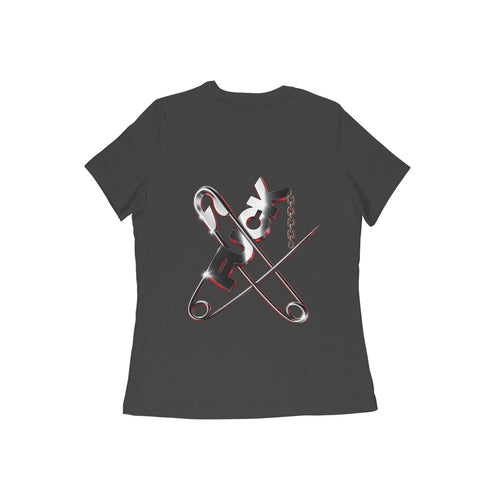 Pins women's 180 GSM cotton graphic T-shirt in Black, back view | DHEET Wears