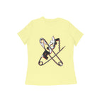 Pins women's 180 GSM cotton graphic T-shirt in Butter Yellow, back view | DHEET Wears