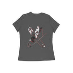 Pins women's 180 GSM cotton graphic T-shirt in Charcoal Grey, back view | DHEET Wears