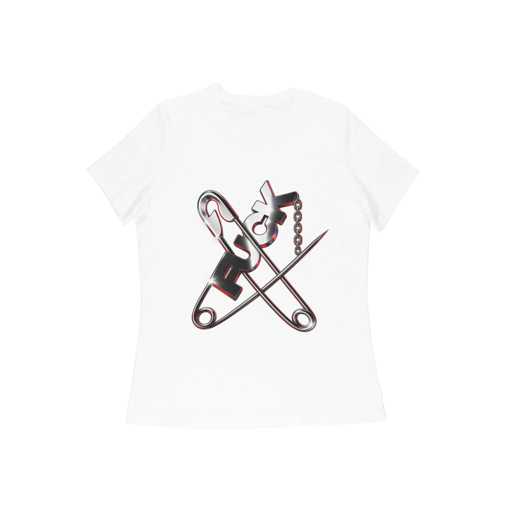 Pins women's 180 GSM cotton graphic T-shirt in White, back view | DHEET Wears