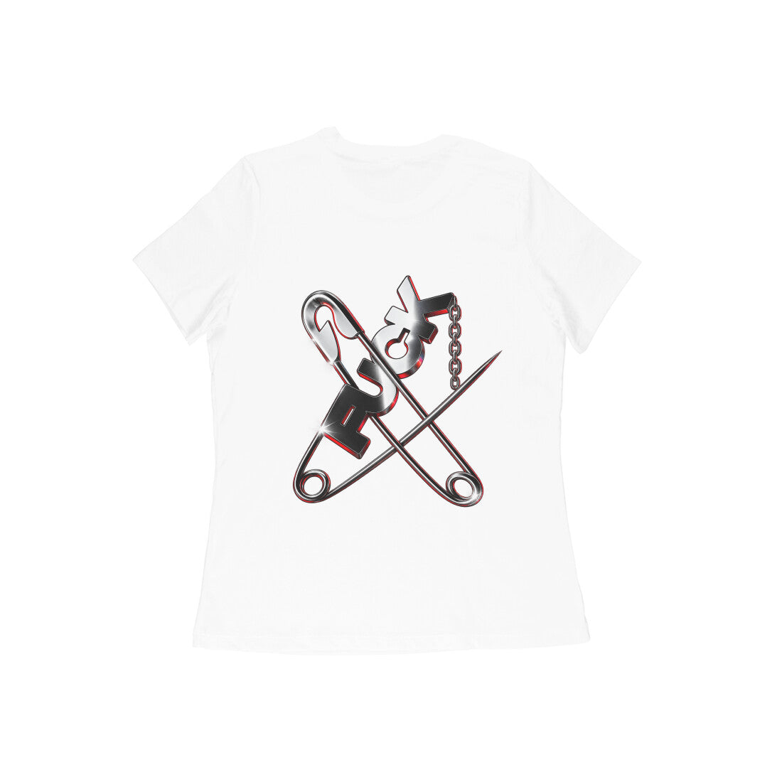 Pins women's 180 GSM cotton graphic T-shirt in White, back view | DHEET Wears