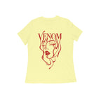 Venom women's 180 GSM cotton graphic T-shirt in Butter Yellow, front view | DHEET Wears