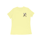 Pins women's 180 GSM cotton graphic T-shirt in Butter Yellow, front view | DHEET Wears
