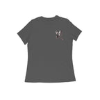 Pins women's 180 GSM cotton graphic T-shirt in Charcoal Grey, front view | DHEET Wears