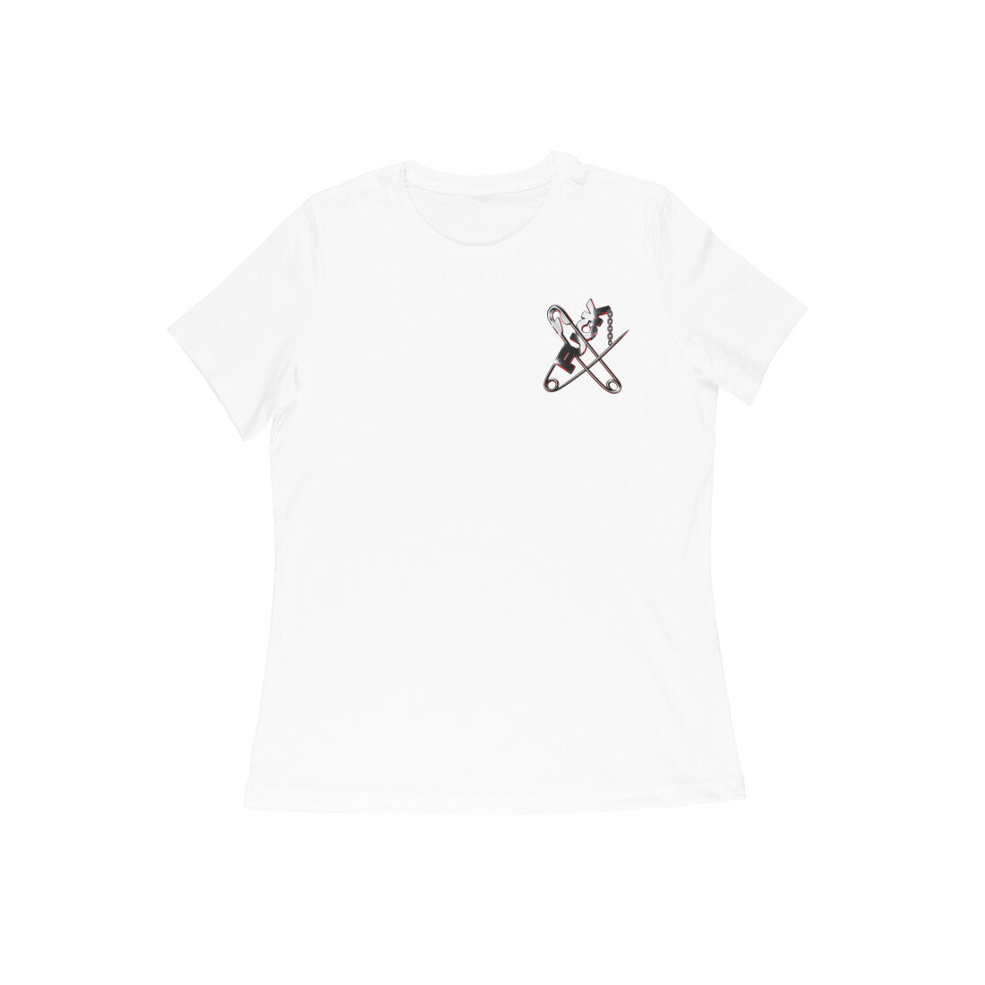 Pins women's 180 GSM cotton graphic T-shirt in White, front view | DHEET Wears