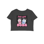 Boba women's 180 GSM cotton crop top in Black, front view | DHEET Wears